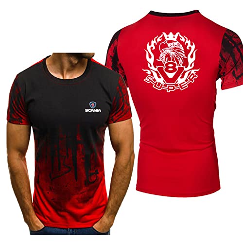 Herren Laufshirts Dry Fit Sport T-Shirts for Scania Print Rundhalsausschnitt Workout Kurzarm Feuchtigkeitsableitendes Sport T-Shirt Oberteile-Red||3X_l von HDOEHLXF
