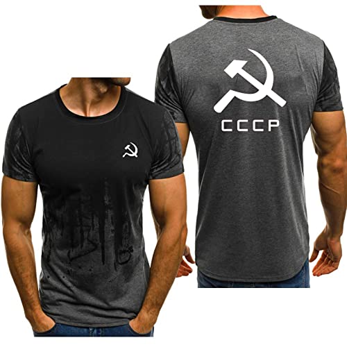 Herren T-Shirt Mit Rundhalsausschnitt Und Kurzen Ärmeln for CCCP Print Atmungsaktives Sport T-Shirt Mit Rundhalsausschnitt Kurzen Ärmeln Workout Shirt-Gray||x_l von HDOEHLXF