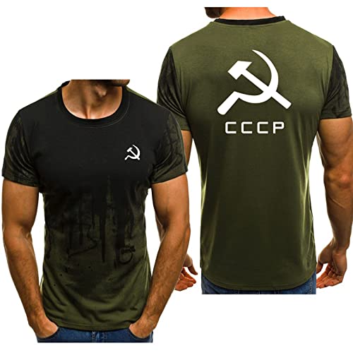 Herren T-Shirt Mit Rundhalsausschnitt Und Kurzen Ärmeln for CCCP Print Atmungsaktives Sport T-Shirt Mit Rundhalsausschnitt Kurzen Ärmeln Workout Shirt-Green||x_l von HDOEHLXF