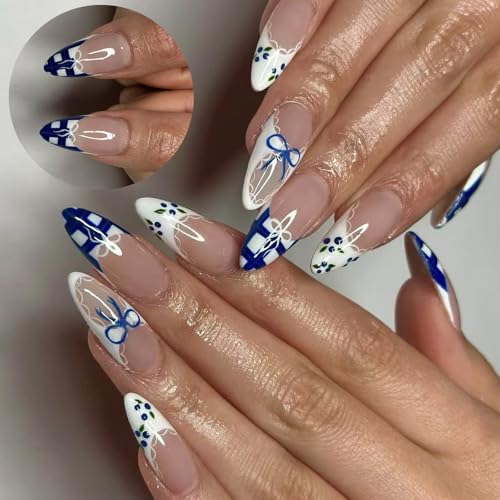 24 Pcs Mandelpresse Nägeln Französische Spitzen Falsche Nägel Mit Baustöbern Designs Nägel Kunstdekoration Künstliche Naol Für Frauen 24 Pcs Mandelpresse Nägeln Französische Spitzen Falsche Nägel Mit Baustöbern Designs Nägel Kunstdekoration Künstliche Naol Für Frauen von HDOYTXXM