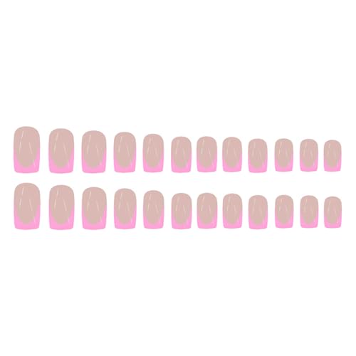 24 Stück Kurze Quadratische Künstliche Nägel Mit Französischer Spitze Vollständige Abdeckung Zum Aufkleben Auf Die Nägel Einfaches Aufdrücken Der Nägel Für Frauen Und Mädchen von HDOYTXXM