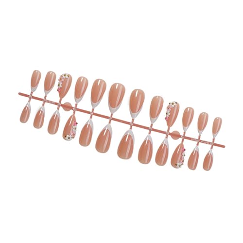 24 Stück Mandelnägel Zum Aufdrücken Glänzende Designs Französische Künstliche Nägel Künstliche Acrylnägel Künstliche Nägel Kleber Auf Den Nägeln Für Frauen von HDOYTXXM