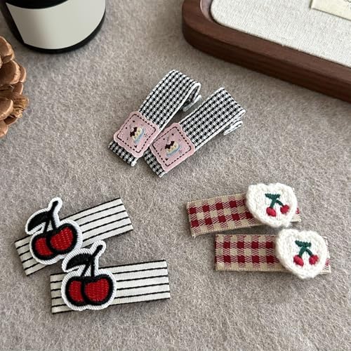 2Pack Handgefertigte Retros Hair Pin Karierte Gesticktes Kinder Haar Barrette Für Die Geburtstagsfeier Für Kinder von HDOYTXXM