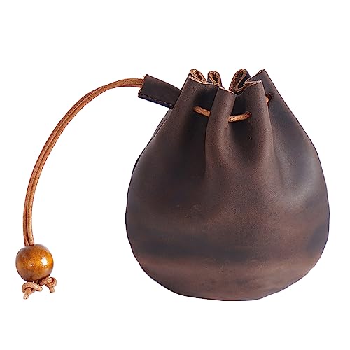 Drawschnellmünze Geldbörse Handgefertigte Kuhleder Münzen Geldtasche Retro Wallet Würfelbeutel Fantastische Mehrzweck Aufbewahrungstasche Kuhlederwürfel Retro Wallet Schmuck Schmucktasche Draw String von HDOYTXXM