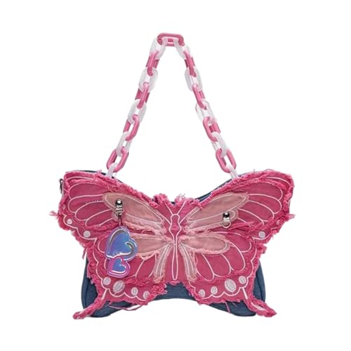 Fairycore Niedliche Schmetterlings Acryl Ketten Umhängetasche Ästhetische Jeans Handtasche Unterarm Umhängetasche Geldbörse Für Frauen von HDOYTXXM