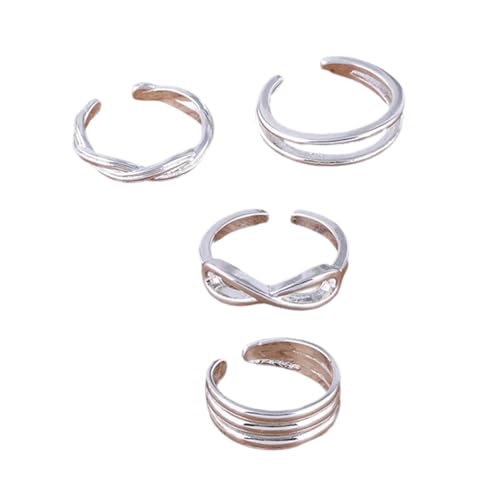 HDOYTXXM 4 Pack Verstellbare Zehenringe Fuß Schmuck Set Reisefreundliche Leichtmetallstruktur Für Strandpartys Hochzeiten Strandparty von HDOYTXXM