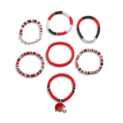 HDOYTXXM Briefe Fußball Charmearmband Für Frauen Und Männer Verstellbare Perlengrangles Stapelbarer Schmuck Für Sportliebhaber von HDOYTXXM