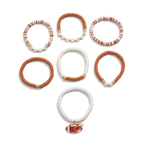 HDOYTXXM Briefe Fußball Charmearmband Für Frauen Und Männer Verstellbare Perlengrangles Stapelbarer Schmuck Für Sportliebhaber von HDOYTXXM
