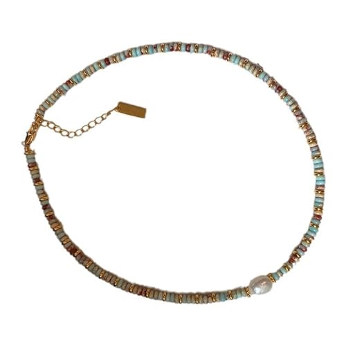 HDOYTXXM Bunte Perlen Halskette Künstlicher Kristall Schlüsselblattkette Einstellbare Länge Neckketten Accessoire Für Frauen Und Jugendliche Mädchen Eleganter Kristallschmuck von HDOYTXXM