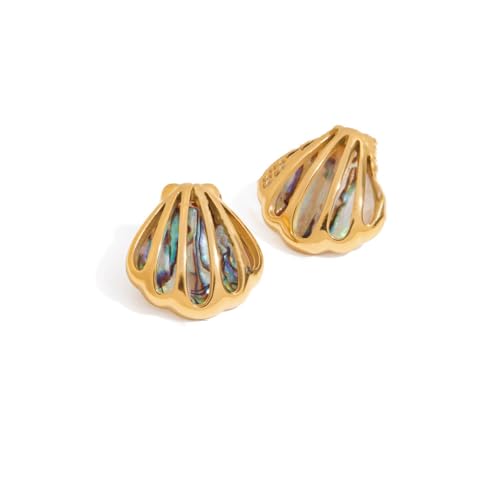 HDOYTXXM Einzigartige Marine Themen Schmuckstück Abalone Shell Ohrringe Halskette Stylish Neckchain Edelstahlzubehör Einzigartiger Muschelschmuck von HDOYTXXM