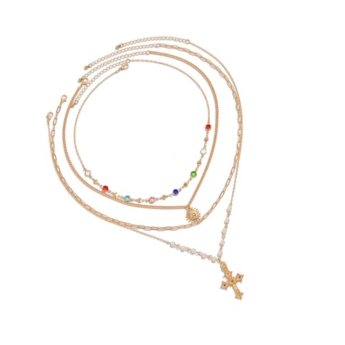 HDOYTXXM Elegante Verstellbare Kunstperlen Halskette Mit Retro Ketten Design Perfekt Für Multi Layer Stapelung Täglich Oder Abendverschleiß Multi Strang Legierungs Halskette von HDOYTXXM