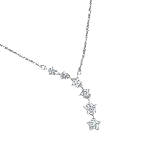 HDOYTXXM Elegante Y Lariat Halskette Mit Sternanhänger In Silbernen Faszinierenden Star Anhänger Halskette Für Frauen Geburtstagsgeschenk von HDOYTXXM
