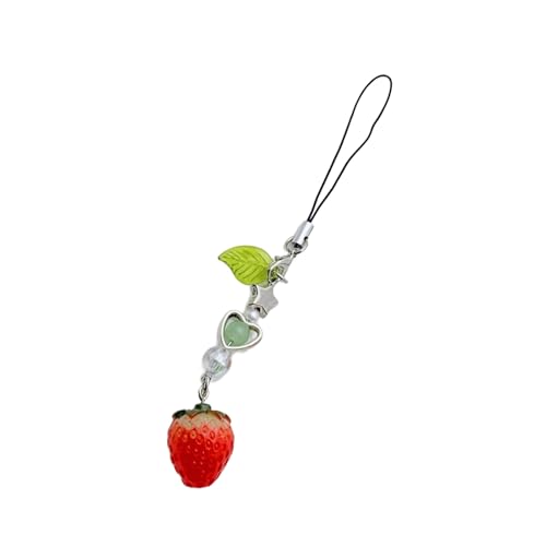 HDOYTXXM Erdbeer/Kirsch Bag Anhänger Für Frauen Perlen Keyring Accessoire Bunte Fruchtschlüsselketten Rucksack Und Geldbörse Dekoration von HDOYTXXM