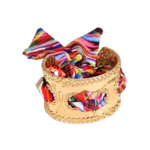 HDOYTXXM Event Catching Ribbon Alloy Armband Vintage Inspire Blumenstile Frauen Schmuck Statement Stücke Mehrfacher Anlass Waagen Armreif Mit Seidenakzent von HDOYTXXM
