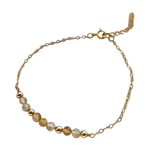 HDOYTXXM Facettiertes Natursteinarmband 12 Monatliche Geburtssteine 3mm Kristallverstellbarer Länge Leichtes Design Handgelenk Kette Leichtes Kristallperlenarmband von HDOYTXXM