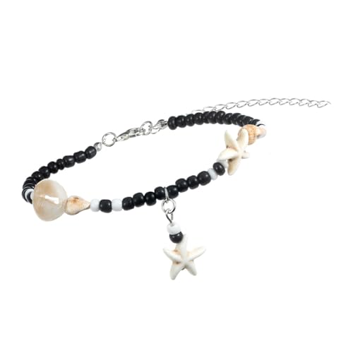 HDOYTXXM Geflochtenes Fußkettchen Mit Muscheln Und Harzperlen Verstellbare Styles Beinkette Für Strandferien Farbenfrohe Perlenstrand Fußkettchen von HDOYTXXM