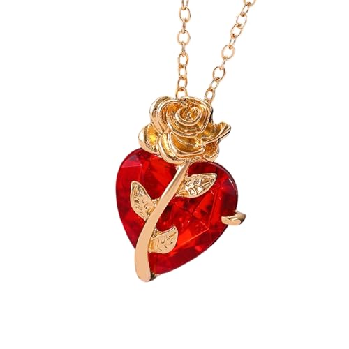 HDOYTXXM Gothic Rose & Heart Anhänger Halskette Verstellbare Kettenlegungsschuppel Ihre Tägliche Dunkle Ästhetische Halskette von HDOYTXXM