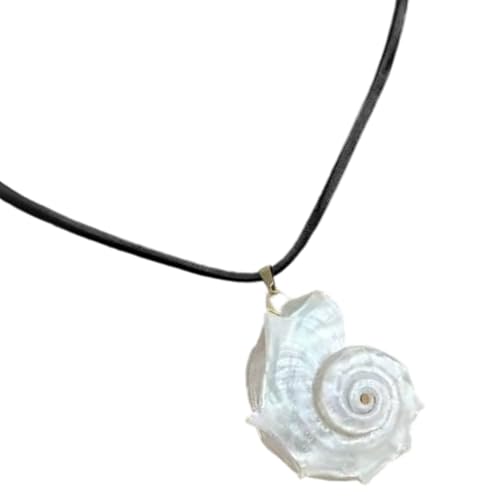 HDOYTXXM Handgefertigte Verstellbare Schale/Muschel Halskette Natürliche Perlen Seilkrawatte Leichtes Schmuck Geschenk Einzigartige Seil Halskette von HDOYTXXM