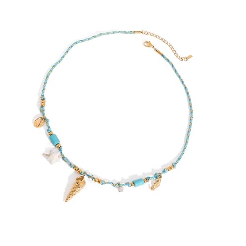 HDOYTXXM Handgewebter Kabelschmuck Mit Edelstahl Stahlschalenanhänger Einstellbarer Länge Halskette Accessoire Für Tägliche Styling Beach Party Accessoire Halskette von HDOYTXXM