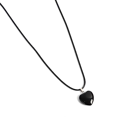 HDOYTXXM Hip Hop Naturstein Grünes Loves Heart Stone Anhänger Halsketten Straßentemperament Männer Frauen Legierung Halskette von HDOYTXXM