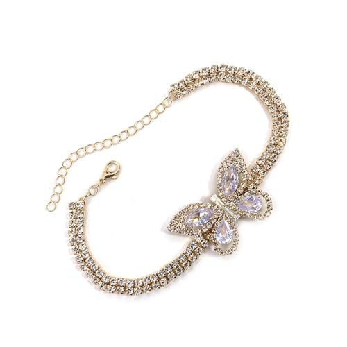 HDOYTXXM Kubische Zirkonia Schmetterling Kupfer Bangle Elegant Koreanisch Inspirieren Schmuck Tragbar Für Schichtaussage Korean Styles Modearmband von HDOYTXXM