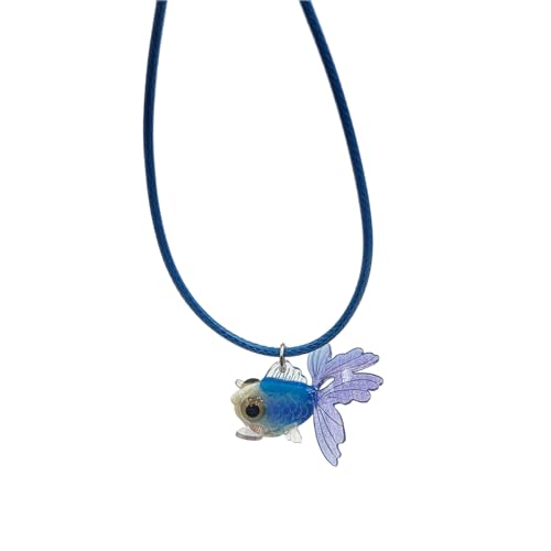 HDOYTXXM Mehrfarbiger Goldfisch Anhänger Halskette Wachs Seil Mädchen Frauen Trend Schlüsselblatt Kette Halshain Holiday Party Schmuck Geschenk von HDOYTXXM
