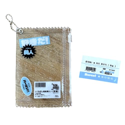 HDOYTXXM Mode Clear PVC Reißverschlussbeutel Charme Eleganer Fotokartenorganisator Keyring Tragbarer Fotokartenschutzhülle von HDOYTXXM