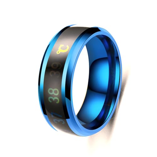 HDOYTXXM Mode Edelstahlringe Mit Farbwechseltemperatur Display Für Männer Und Frauen Täglich Zubehör Modern Mode Accessoires von HDOYTXXM