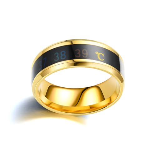HDOYTXXM Mode Edelstahlringe Mit Farbwechseltemperatur Display Für Männer Und Frauen Täglich Zubehör Modern Mode Accessoires von HDOYTXXM