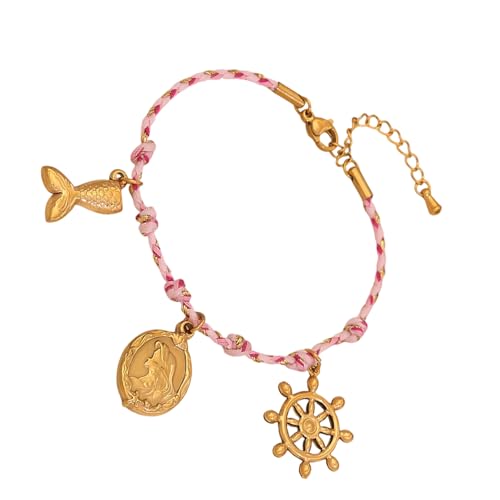 HDOYTXXM Mode Sun Moon Star Pendellarmband Mit Geflochtener Kabelkabel Rostfreier Stahlmaterialien Täglich Verwenden Stilvolle Anhänger von HDOYTXXM