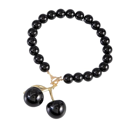 HDOYTXXM Modische Harzkirschen Anhänger Halskette Modes Schwarz Oder Rote Kirschen Halskette Charme Für Styles Enthusiasten Individualität Schmuck von HDOYTXXM