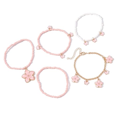 HDOYTXXM Packung Mit 5 Handgefertigten Perlenarmband Farbenfrohe Verstellbares Handgelenk Schmuck Armband Perlen Textur Für Verschiedene Anlässe von HDOYTXXM