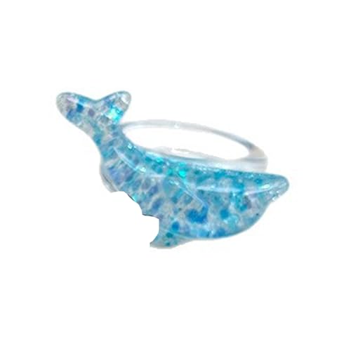 HDOYTXXM Schimmernde Harzdelphinringe Mit Stilvollem Finish Und Ergonomischem Band Finger Accessoire Perfekt Für Modische Outfits Eventual Catching Delphin von HDOYTXXM