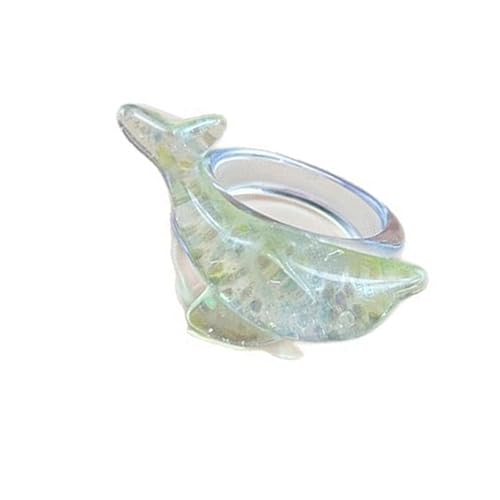 HDOYTXXM Schimmernde Harzdelphinringe Mit Stilvollem Finish Und Ergonomischem Band Finger Accessoire Perfekt Für Modische Outfits Eventual Catching Delphin von HDOYTXXM