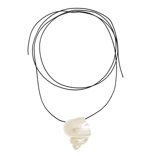 HDOYTXXM Sea Inspirierte Muschel Halskette Mit PU Lederschnur Verstellbarer Länge Halshain Handgemachtes Geschenk Für Ihren Schmuck Minimalistische Muschel Anhänger Halskette von HDOYTXXM