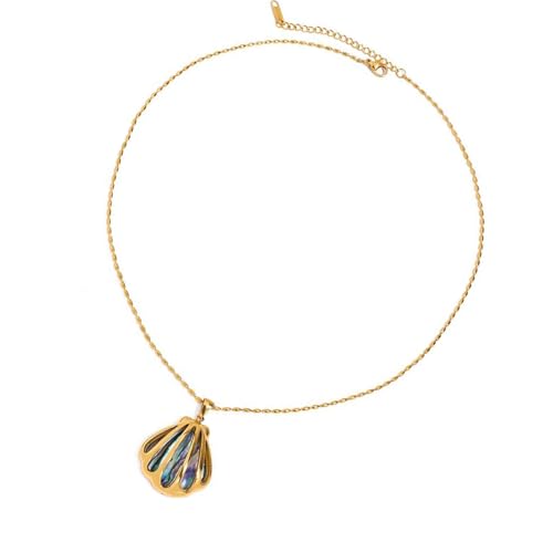 HDOYTXXM Seaside Vacation Inspirierte Halskette Verstellbare Kettenstärkerschale Muschel Designs Robuster Edelstahl Schmuck Urlaub Edelstahl Halskette/Ohrringe von HDOYTXXM