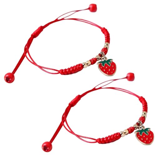 HDOYTXXM Set Von 2 Verstellbaren Kettenarmbändern Stilvolle Erdbeer/Kirscharmbänder Auffälliger Handseil Für Tägliche Verschleißpartys von HDOYTXXM