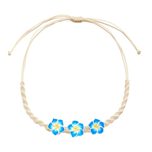 HDOYTXXM Styles Plumeria Anhänger Halskette Polymers Lehmblume Handgewebter Kette Strand Urlaub Schmuck Spezielle Geschenke Weicher Tonschmuck von HDOYTXXM