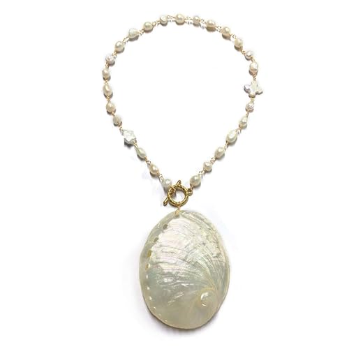 HDOYTXXM Textured Shell Statement Halskette Auffällige Strand Schmuck Anhänger Charm Neck Kette Für Urlaub Accessoires Resort Tragen Colarbone von HDOYTXXM