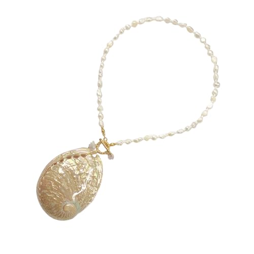 HDOYTXXM Textured Shell Statement Halskette Auffällige Strand Schmuck Anhänger Charm Neck Kette Für Urlaub Accessoires Resort Tragen Colarbone von HDOYTXXM