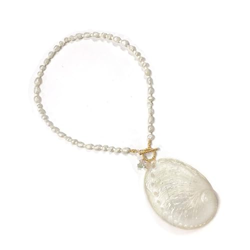 HDOYTXXM Textured Shell Statement Halskette Auffällige Strand Schmuck Anhänger Charm Neck Kette Für Urlaub Accessoires Resort Tragen Colarbone von HDOYTXXM