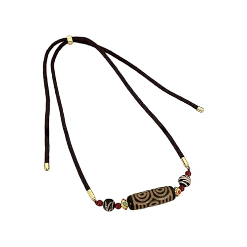 HDOYTXXM Tibetaner Neun Augen DZI Perlen Halskette Handgefertigtes Achat Spiritueller Schmuck Für Inneren Friedensschutz Und Weisheit Mystische Energieschmuck von HDOYTXXM
