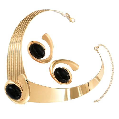 HDOYTXXM Trendige Passende Halskette Ohrringe Set Abstrakte Geometriemuster Leichtes Schmuckzubehör Für Vielseitiges Styling Einzigartiger Geometrischer Schmuck Für Frauen von HDOYTXXM