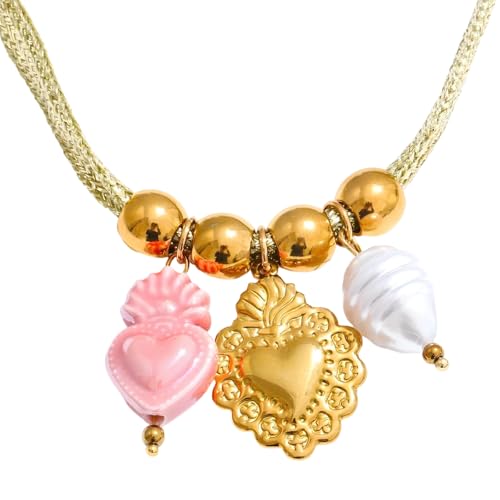 HDOYTXXM Verstellbare Böhmische Halskette Edelstahl Gold Platted Perlen Hals Schmuck Colarbone Kette Für Urlaub Webseilkette Anhänger von HDOYTXXM