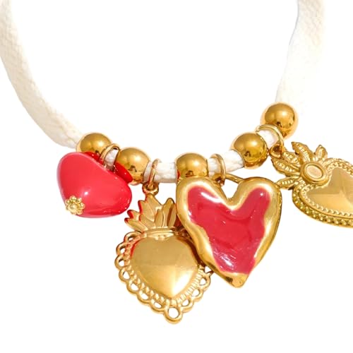 HDOYTXXM Verstellbare Böhmische Halskette Edelstahl Gold Platted Perlen Hals Schmuck Colarbone Kette Für Urlaub Webseilkette Anhänger von HDOYTXXM