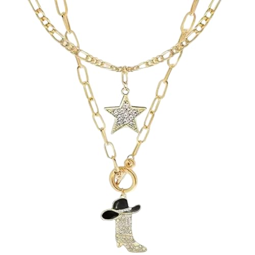 HDOYTXXM Vintage Stile Minimalistische Chokers Halskette Mit Verstellbarer Länge Schmuck Geschenk Casual Wear Western Cowboy Hat Anhänger Halskette von HDOYTXXM
