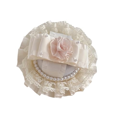 Handgemachte Lolitas Zylinder Haarspange Stilvoller Kopfschmuck Mit Perlen Spitze Schleife Süße Und Elegante Damen Haarspange von HDOYTXXM