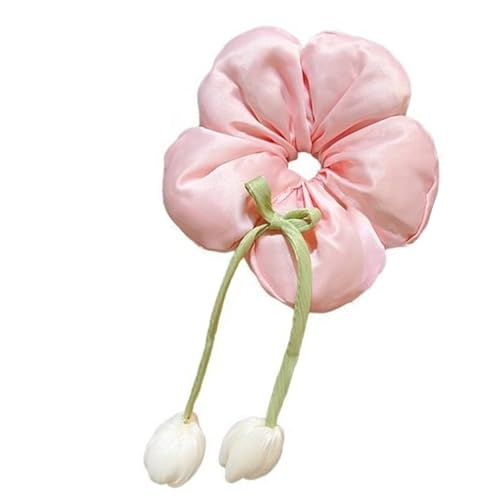 Kinder Blumenhaar Scrunchie Mit 3D Blumenbögen Elastisches Haarband Für Mädchen Polyester Stoff Pferdeschwanzhalter Haarkrawatte von HDOYTXXM