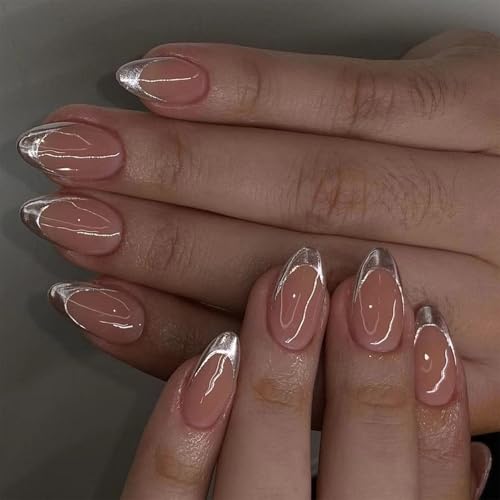 Kurze Mandelförmige Künstliche Nägel Zum Aufdrücken Der Nägel Einfache Vollständige Abdeckungen Zum Aufkleben Auf Die Nägel Silberne Französische Spitze Falsche Nägel Für Frauen Kurze Mandelförmige Künstliche Nägel Zum Aufdrücken Der Nägel Einfache Vollständige Abdeckungen Zum Aufkleben Auf Die Nägel Silberne Französische Spitze Falsche Nägel Für Frauen von HDOYTXXM