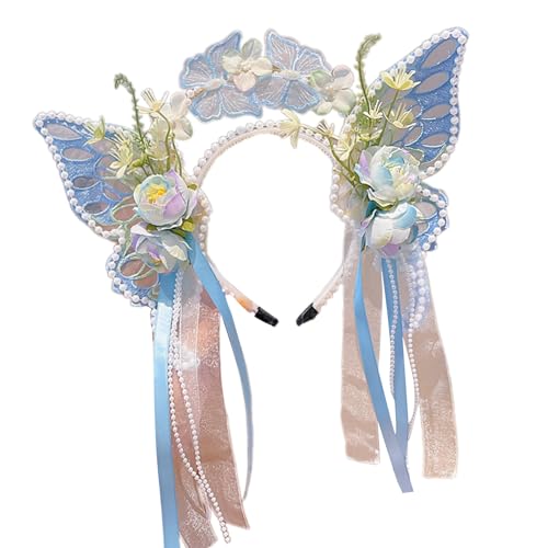 Mädchen Stirnband Blumen Schmetterling Blingbling Perlen Detail Für Abendessen Mit Abendessen Kleid Stilvolle Outfits von HDOYTXXM